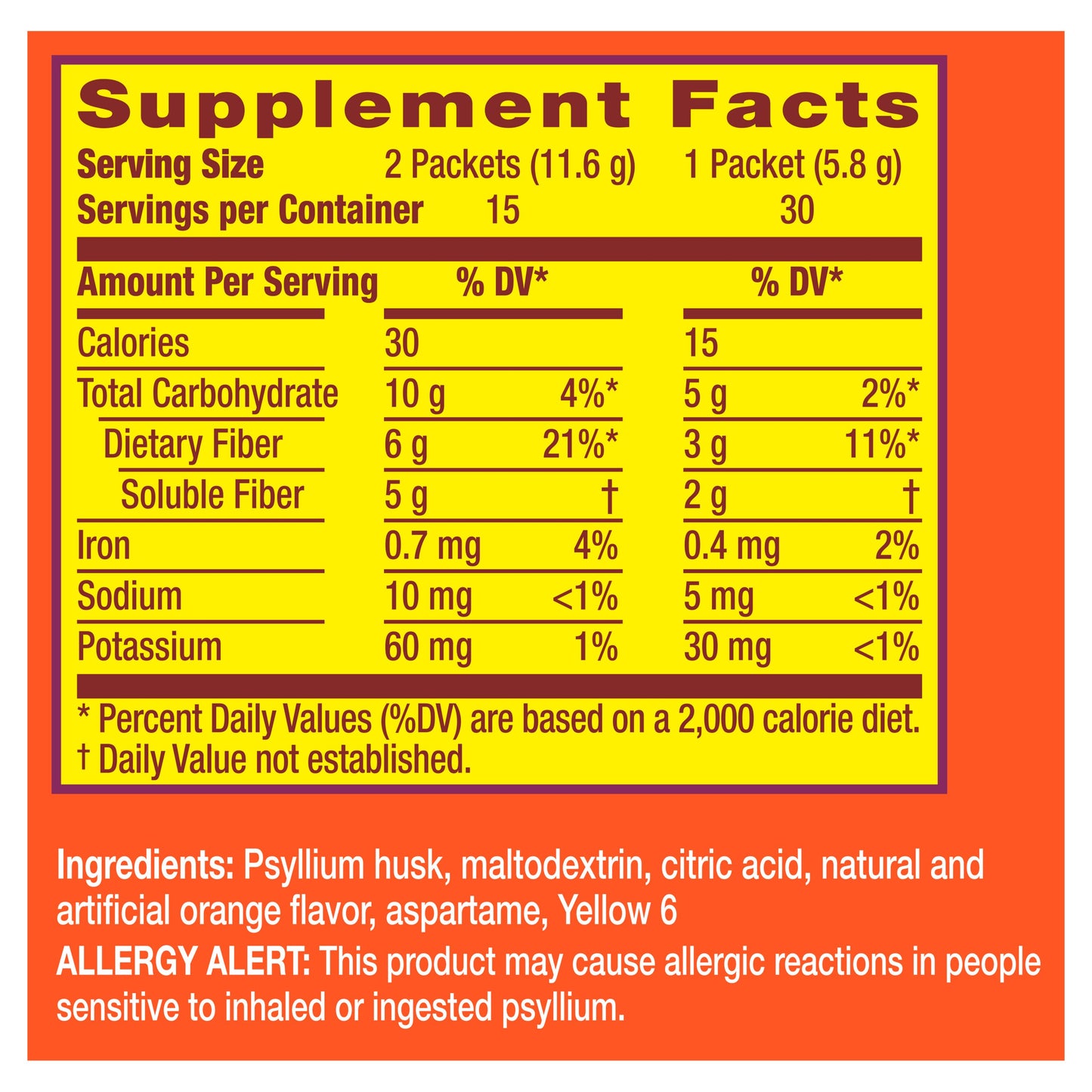 Metamucil On-the-Go Fiber Packets for Digestive Health & Regularity, Sugar-Free, 4-in-1 Psyllium Husk Fiber Supplement, Orange Flavor
