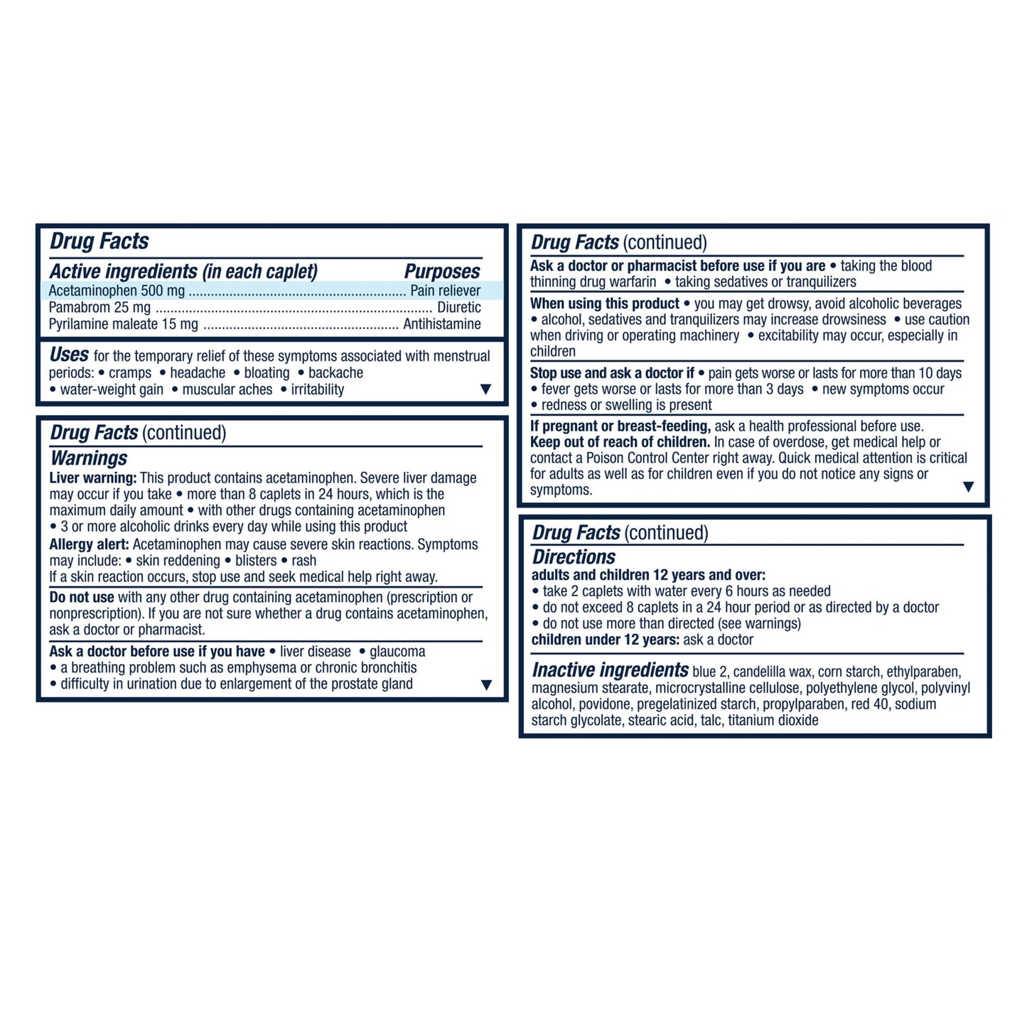 Pamprin Multi Symptom Menstrual Pain Relief Coated Caplets