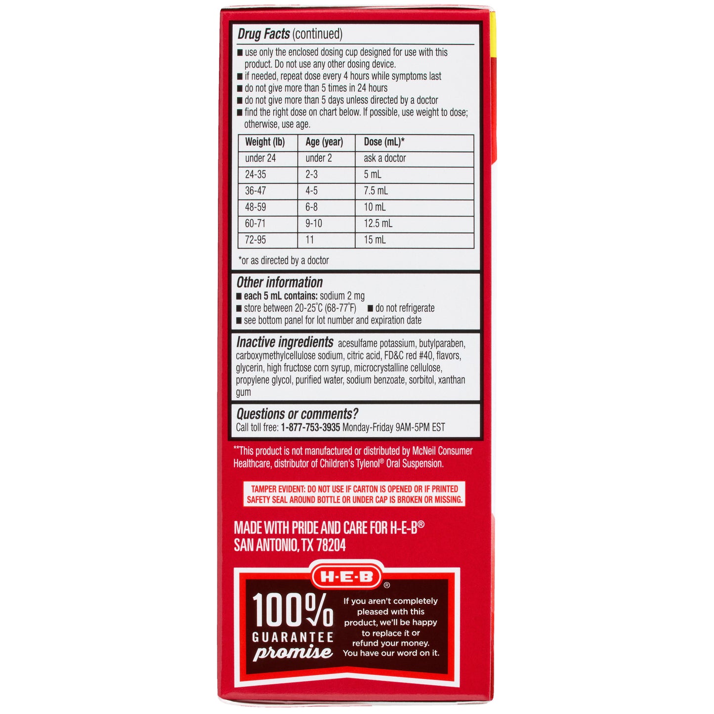 H-E-B Pain Relief Acetaminophen Children's Cherry Flavor