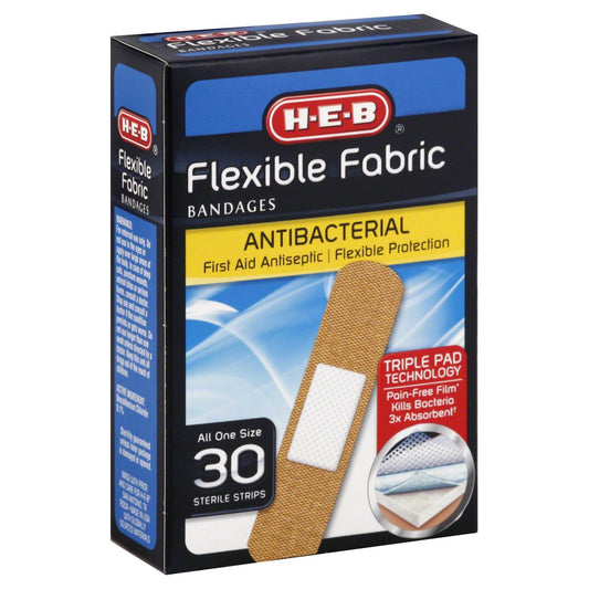 H-E-B Flexible Fabric Antibacterial Bandages - First Aid Antiseptic