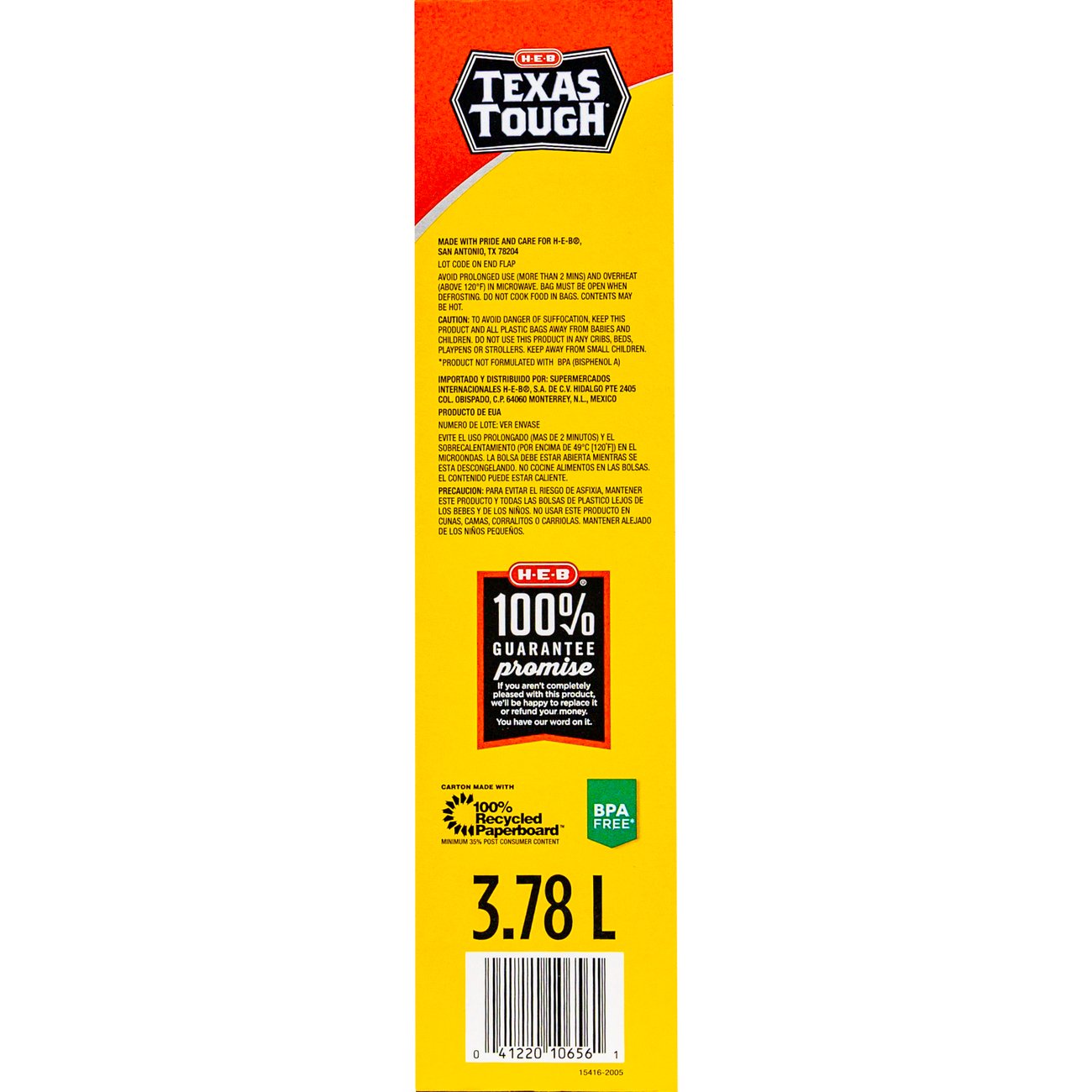 H-E-B Texas Tough Double Zipper Gallon Freezer Bags