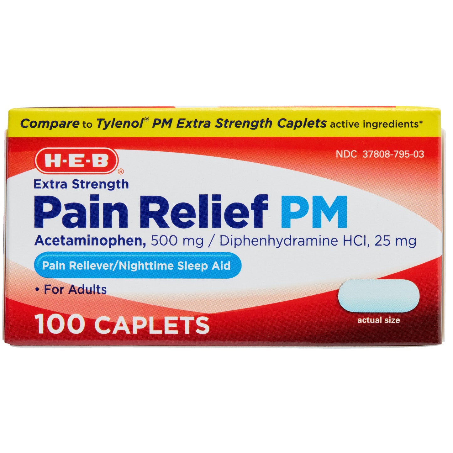 H-E-B Pain Relief PM Acetaminophen Caplets - 500 mg