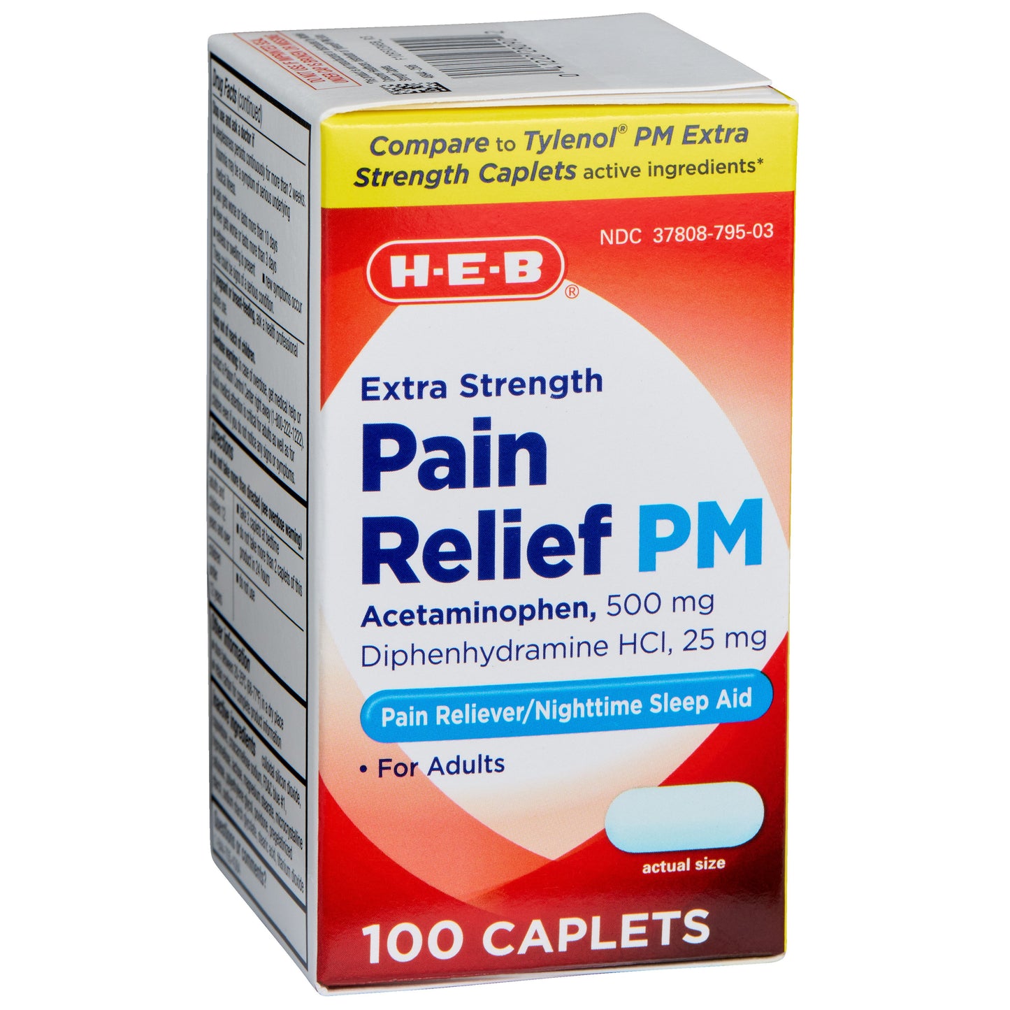 H-E-B Pain Relief PM Acetaminophen Caplets - 500 mg