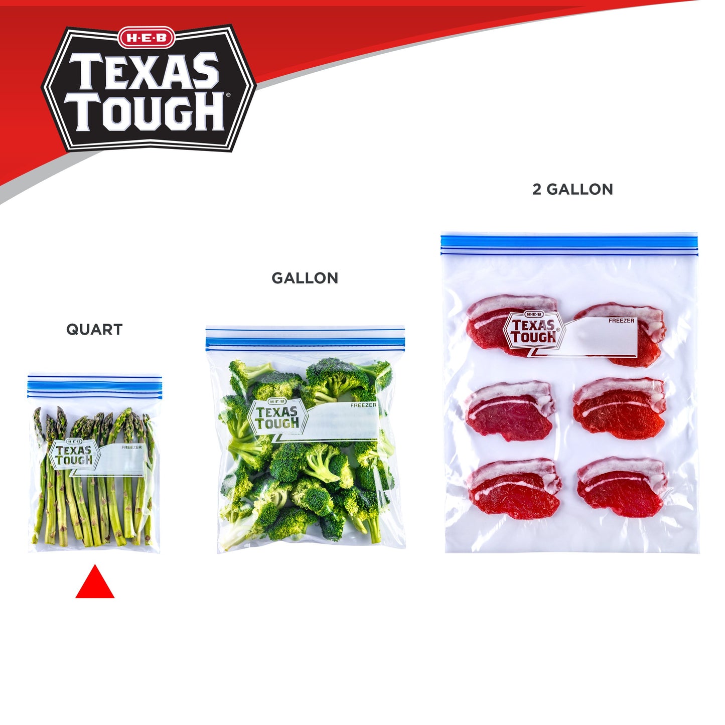 H-E-B Texas Tough Double Zipper Quart Freezer Bags