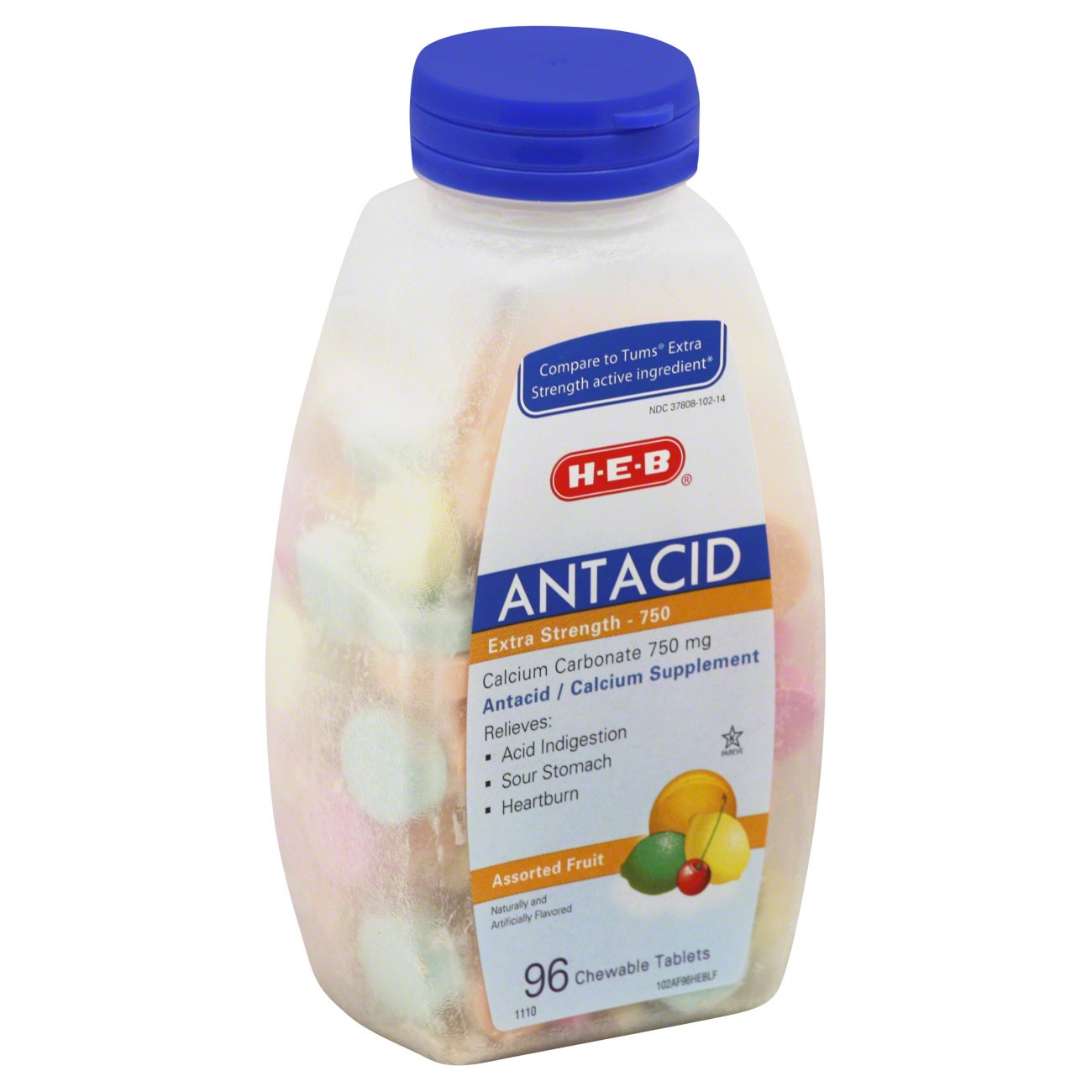 H-E-B Extra Strength Antacid Assorted Fruit Chewable Tablets 750 mg