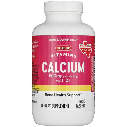 H-E-B Vitamins 600 mg Calcium with D3 Tablets - Texas-Size Pack