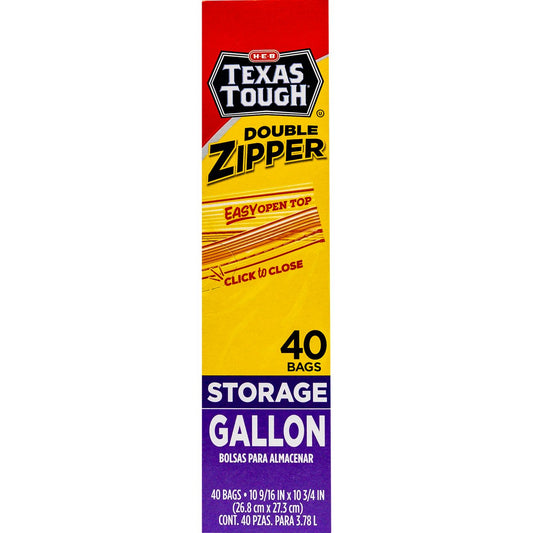 H-E-B Texas Tough Double Zipper Gallon Storage Bags