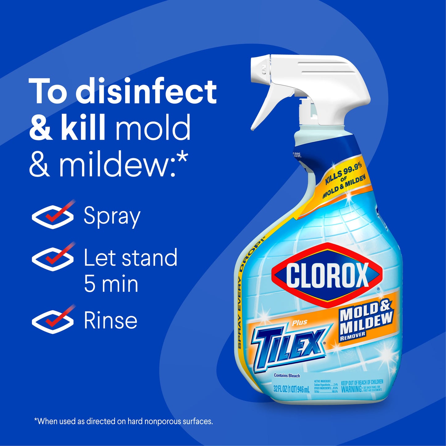 Clorox Plus Tilex Mold and Mildew Remover with Bleach Spray Bottle