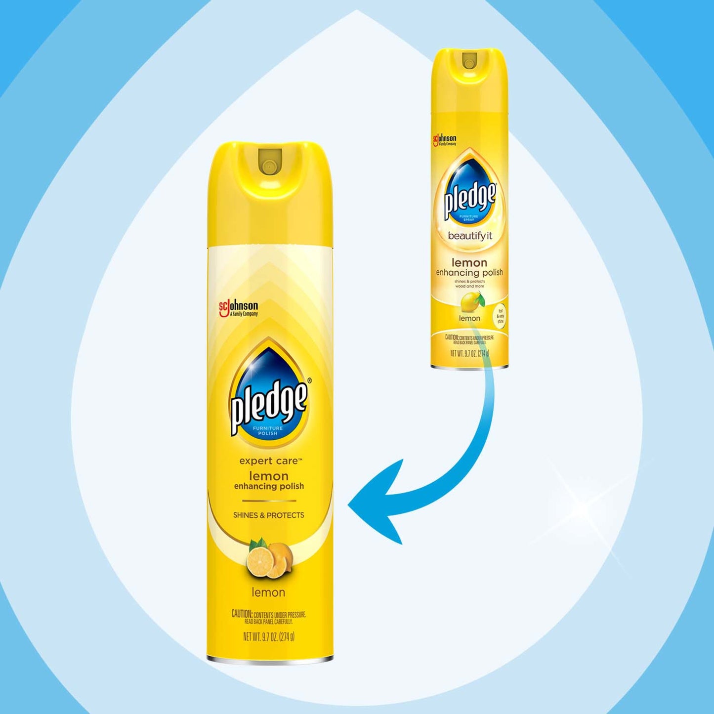 Pledge Pledge Enhancing Polish, Furniture & Wood Spray, Lemon Scent, 9.7oz