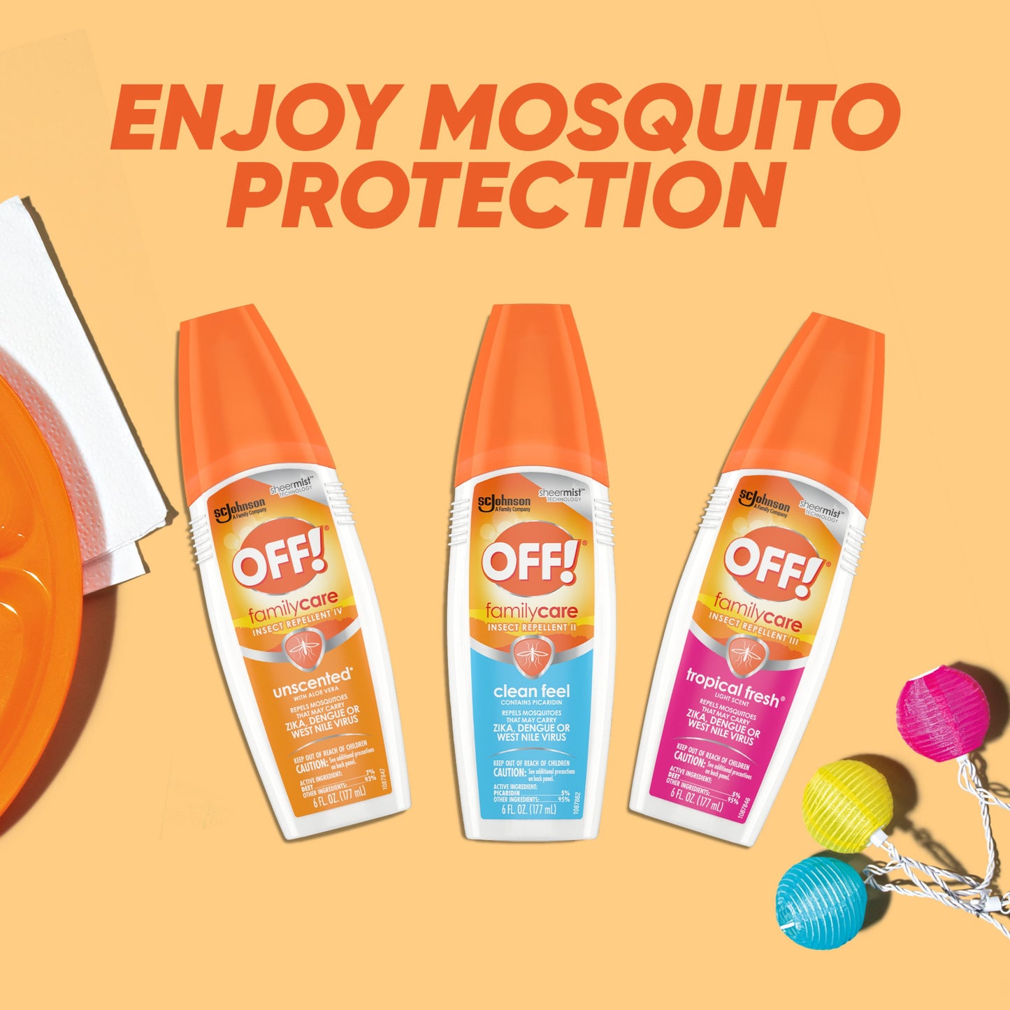 OFF! FamilyCare Mosquito Repellent Unscented Bug Spray