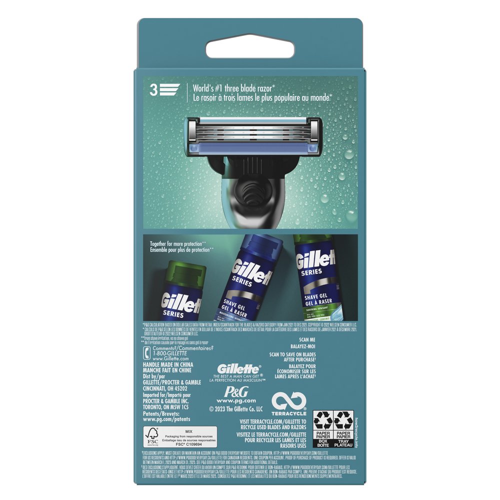 Gillette Mach3 Razor for Men + 2 Blade Refills