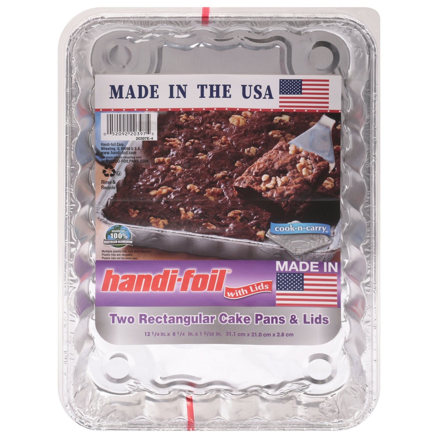 Handi-Foil Rectangular Cake Pans & Lids, 2 pk