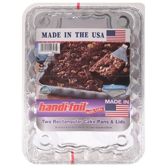 Handi-Foil Rectangular Cake Pans & Lids, 2 pk