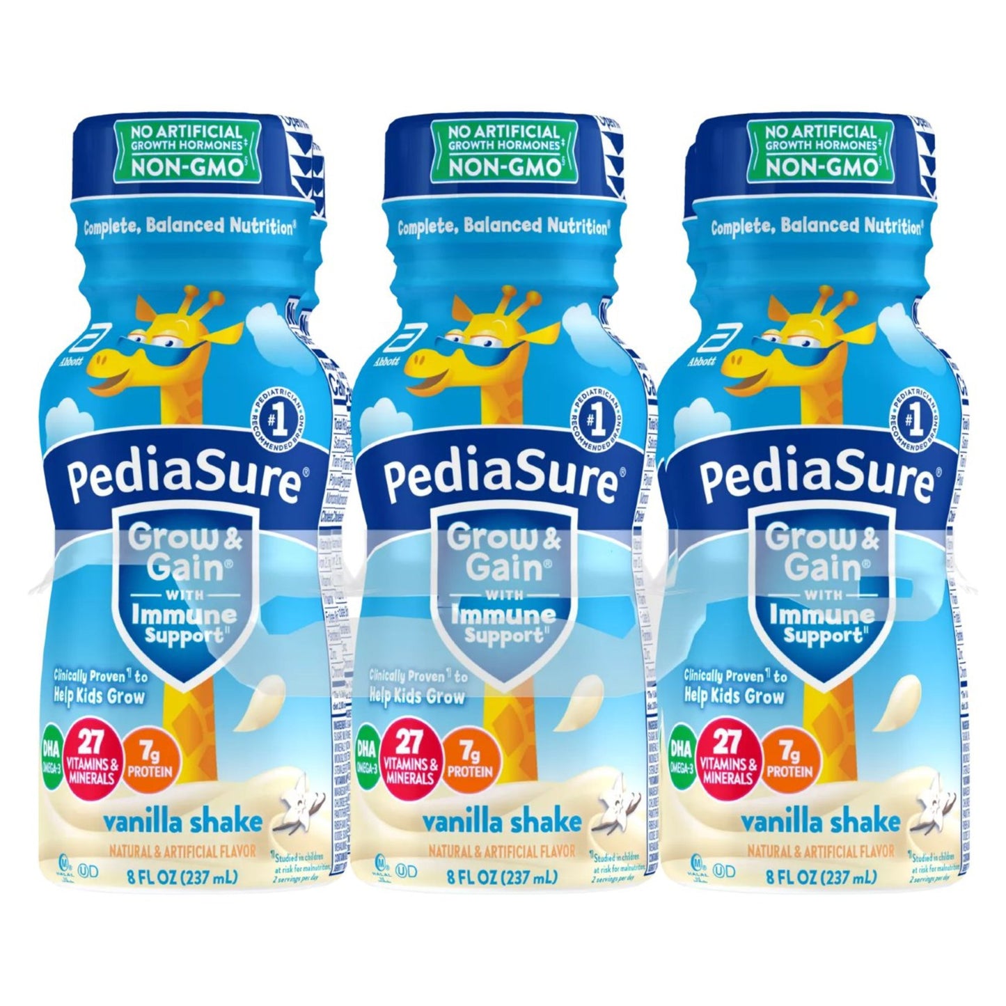 PediaSure Grow & Gain with Immune Support 7g Protein Shake for Kids - Vanilla, 8 oz Bottles