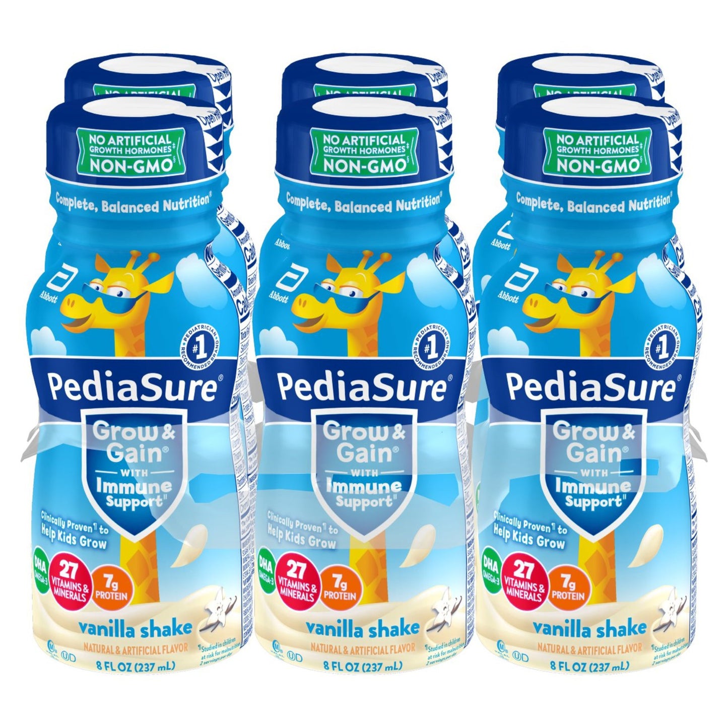 PediaSure Grow & Gain with Immune Support 7g Protein Shake for Kids - Vanilla, 8 oz Bottles