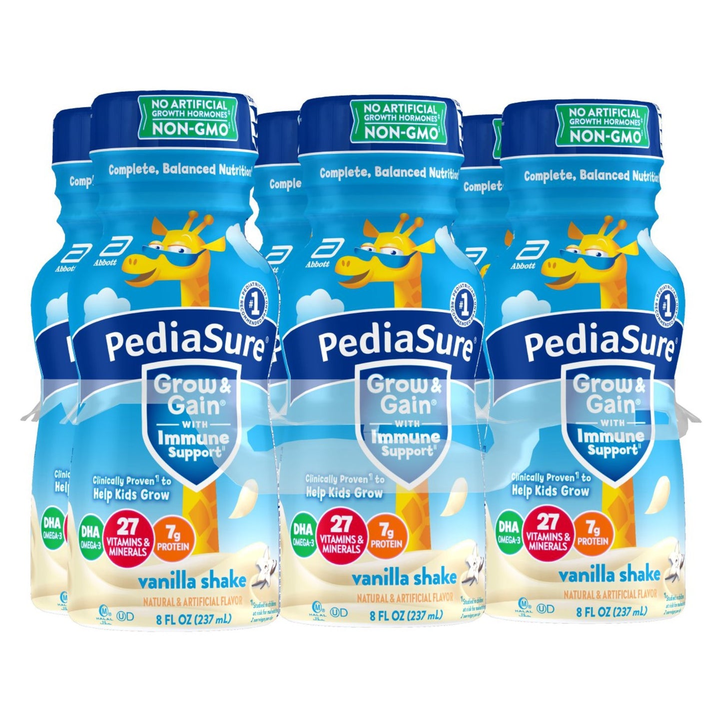 PediaSure Grow & Gain with Immune Support 7g Protein Shake for Kids - Vanilla, 8 oz Bottles