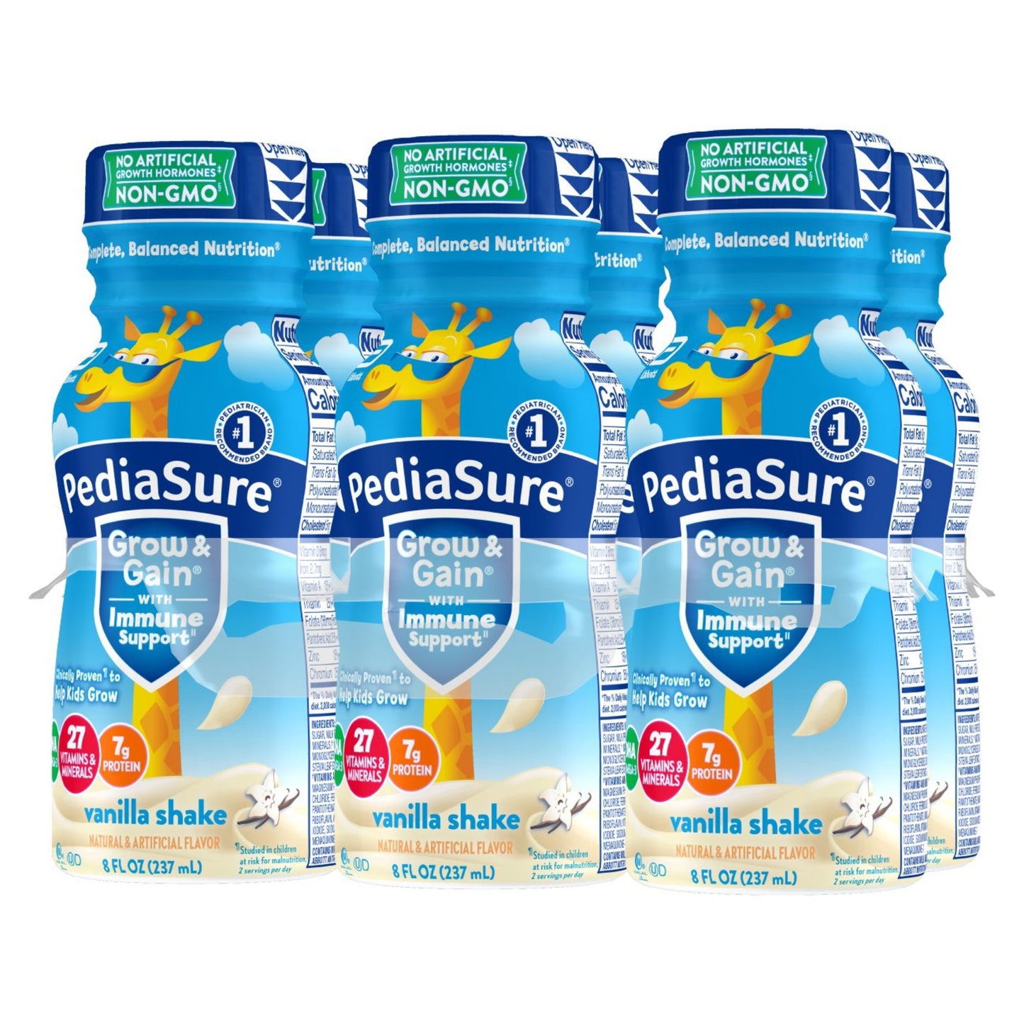 PediaSure Grow & Gain with Immune Support 7g Protein Shake for Kids - Vanilla, 8 oz Bottles