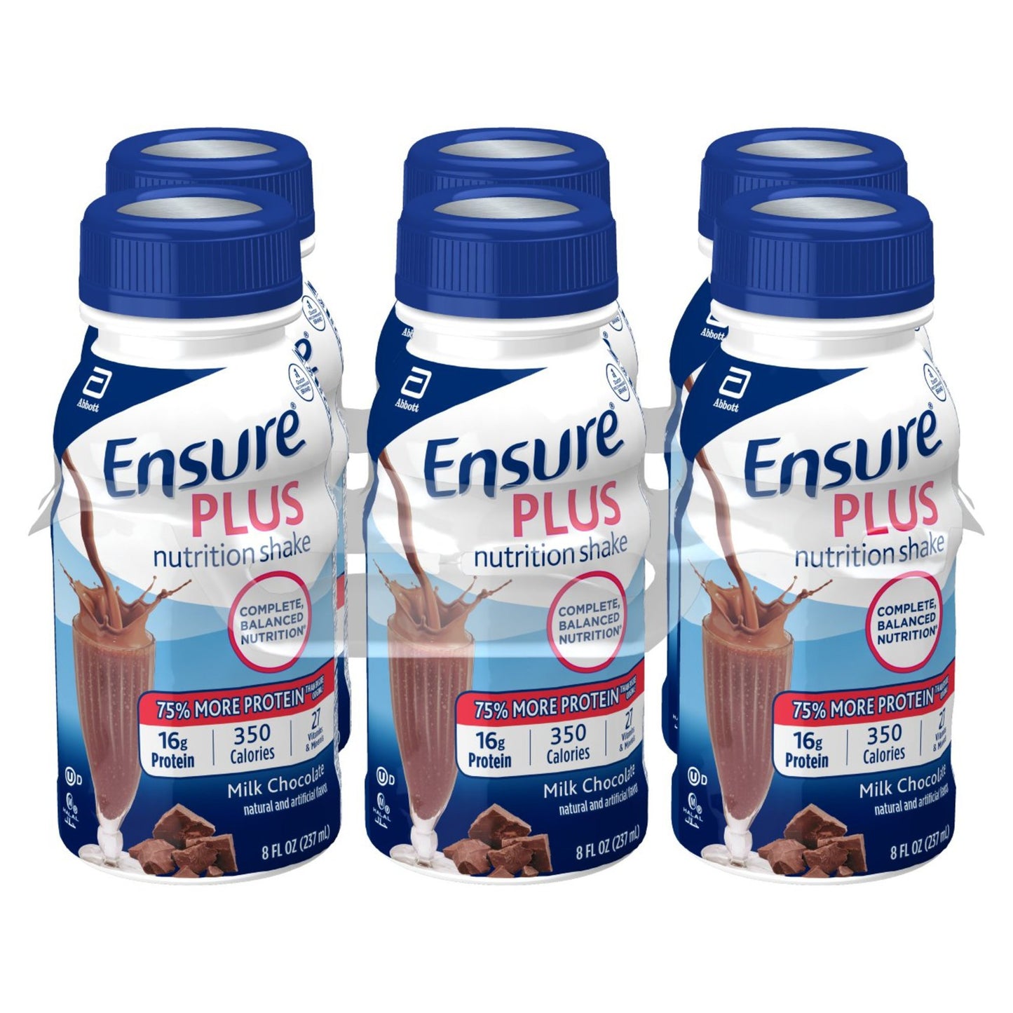 Ensure Plus 16g Protein Nutrition Shakes 6 pk Bottles - Milk Chocolate
