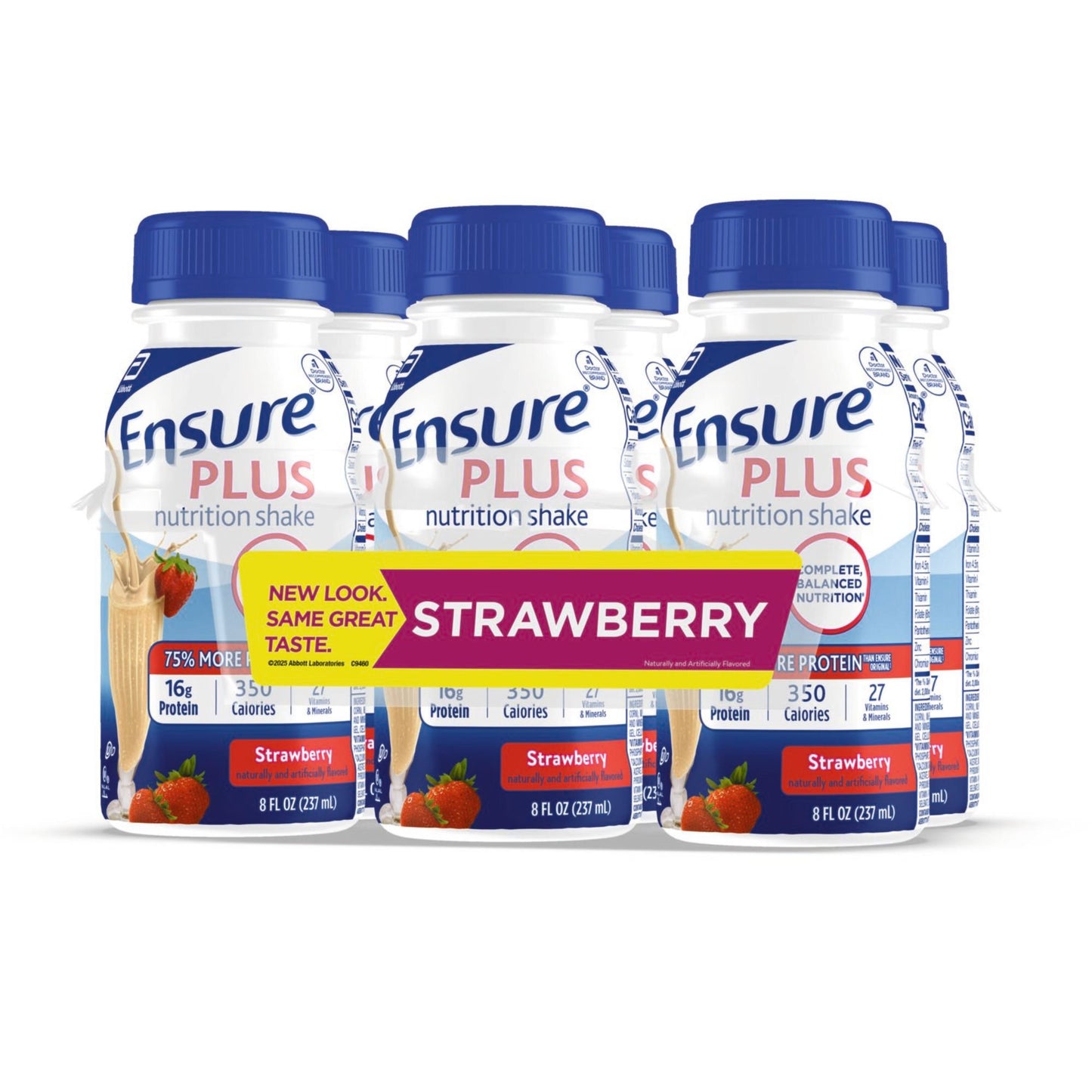 Ensure Plus 16g Protein Nutrition Shakes 6 pk Bottles - Strawberry