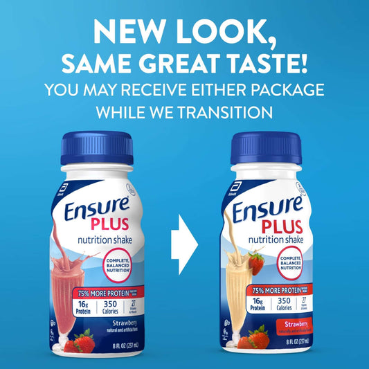 Ensure Plus 16g Protein Nutrition Shakes 6 pk Bottles - Strawberry