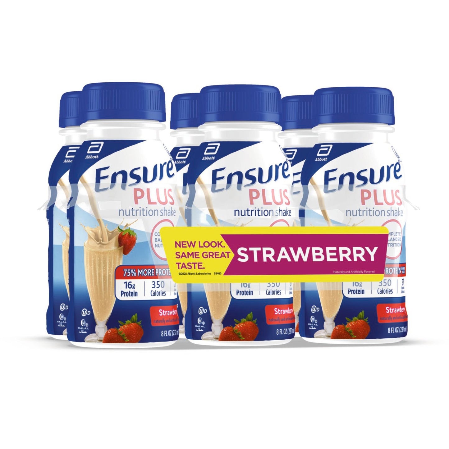 Ensure Plus 16g Protein Nutrition Shakes 6 pk Bottles - Strawberry
