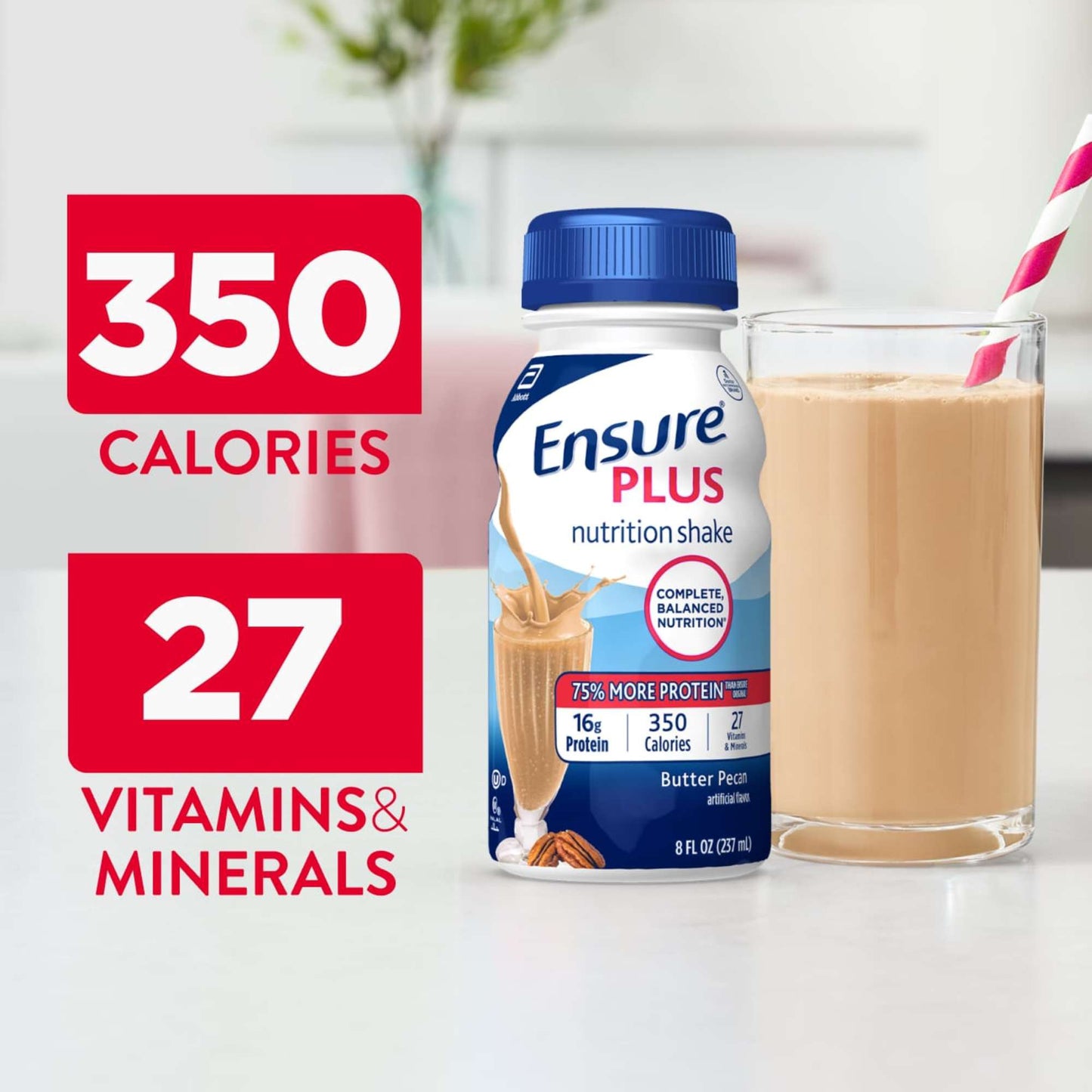 Ensure Plus 16g Protein Nutrition Shakes 6 pk Bottles - Butter Pecan