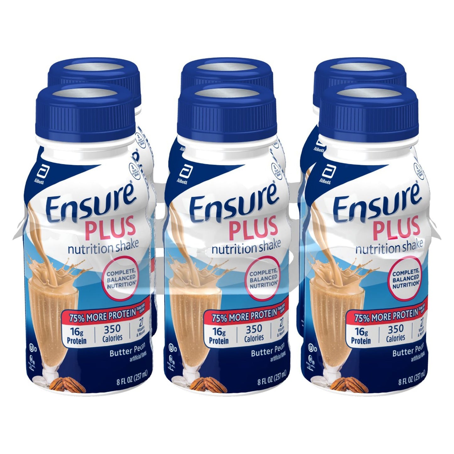 Ensure Plus 16g Protein Nutrition Shakes 6 pk Bottles - Butter Pecan