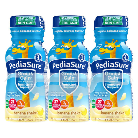 PediaSure Grow & Gain with Immune Support 7g Protein Shake for Kids - Banana, 8 oz Bottles