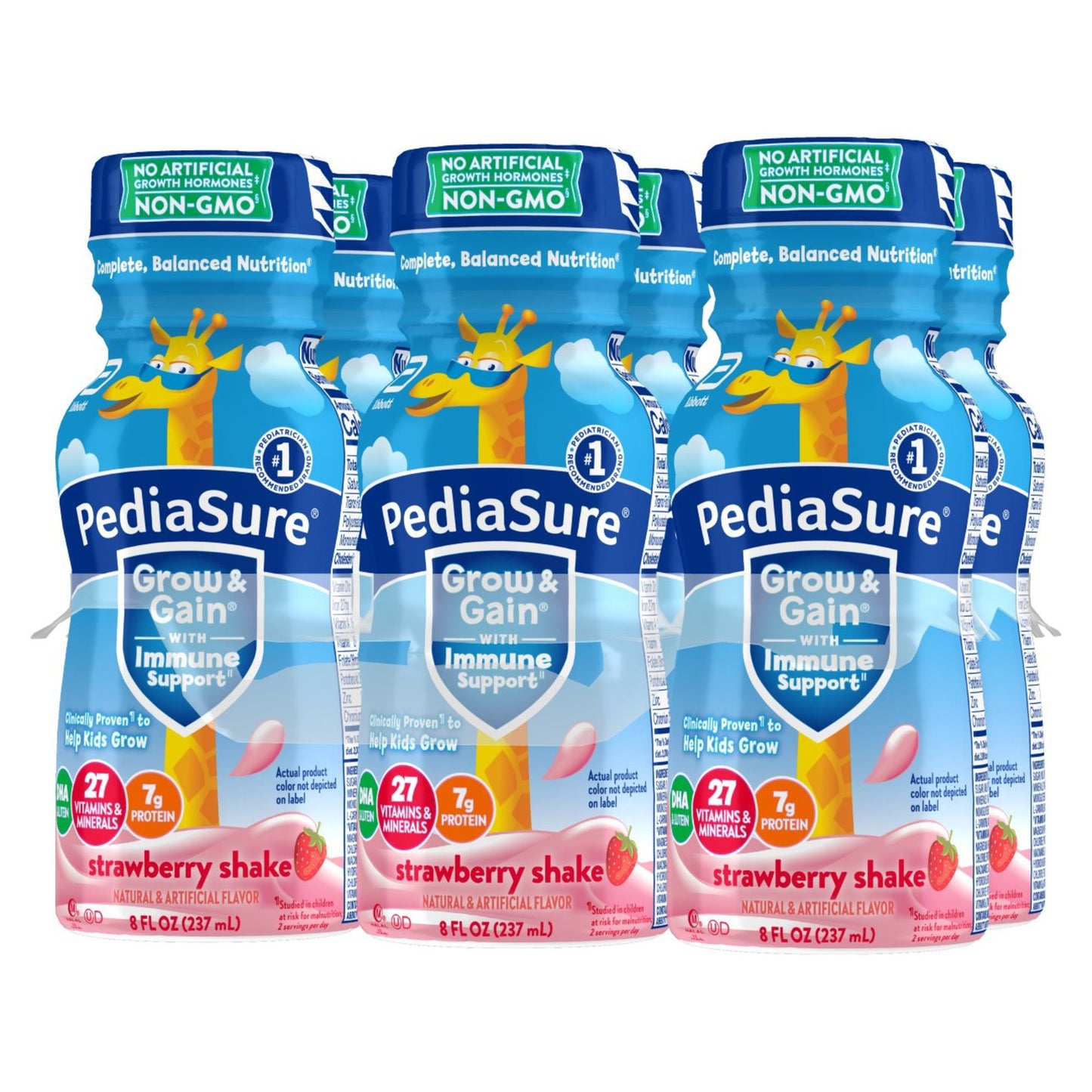 PediaSure Grow & Gain with Immune Support 7g Protein Shake for Kids - Strawberry, 8 oz Bottles
