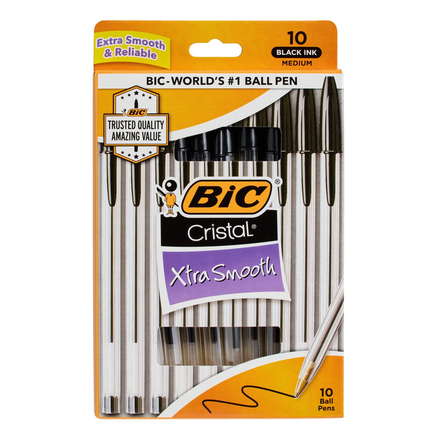 BIC Cristal Xtra Smooth 1.0mm Ball Pens - Black Ink