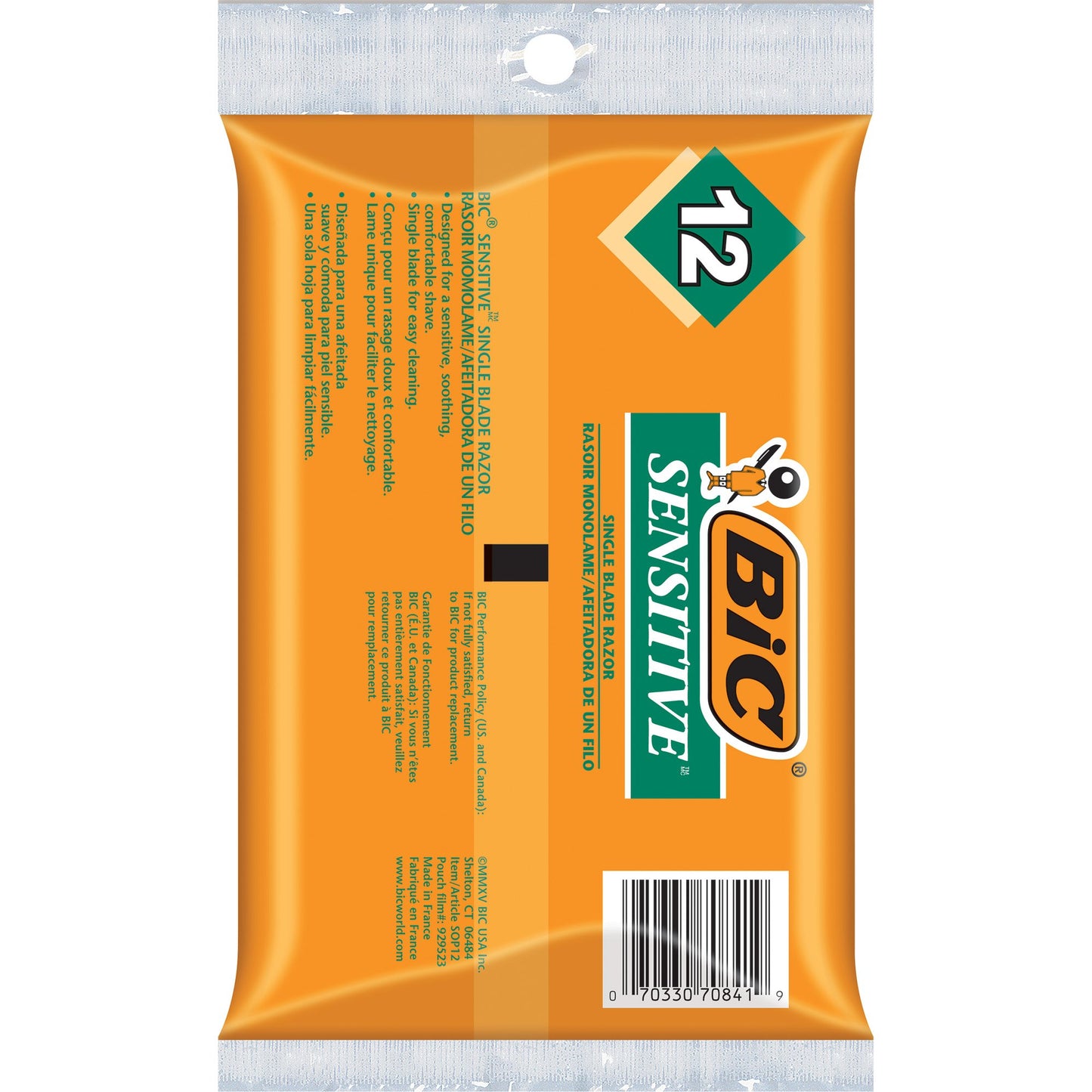 BIC Sensitive Shaver Disposable Razor - Orange