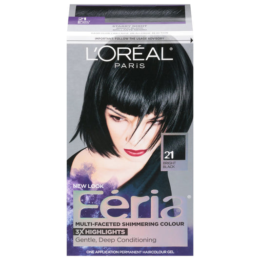 L'Oréal Paris Feria Multi-Faceted Permanent Hair Color - 21 Bright Black