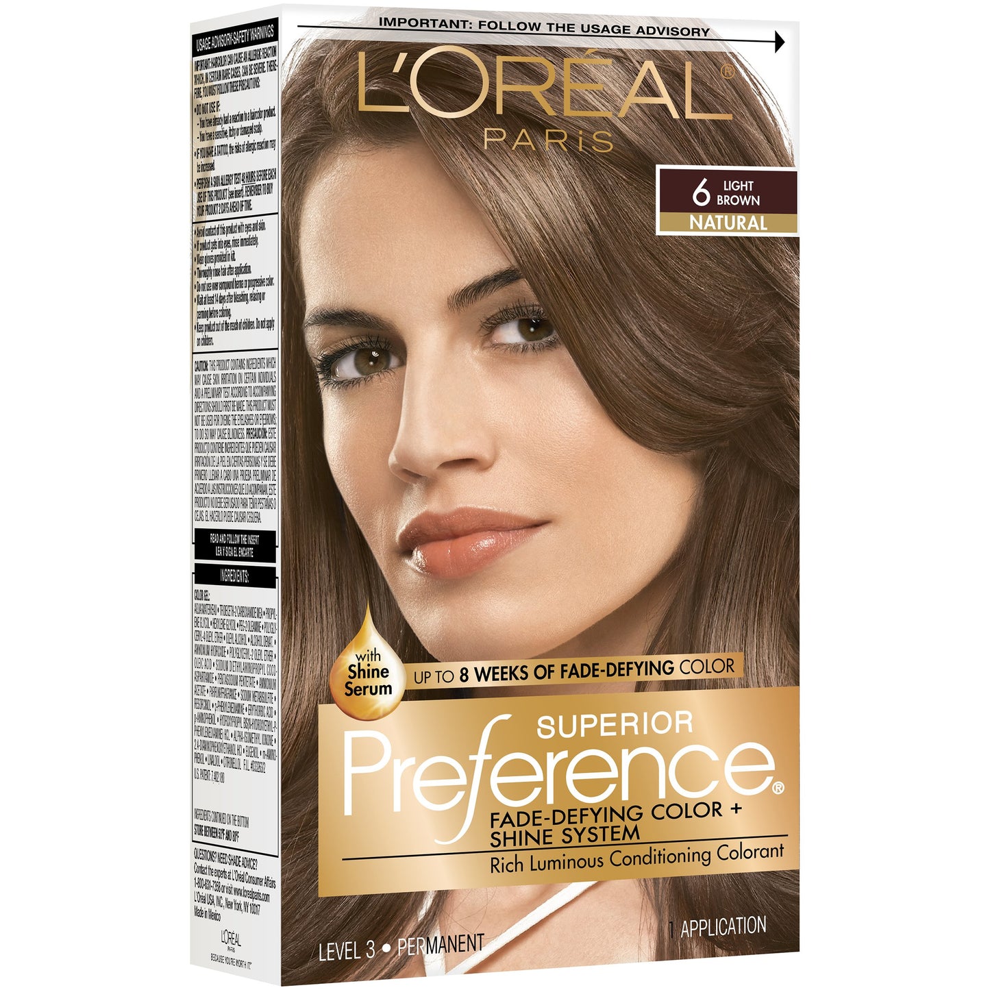 L'Oréal Paris Superior Preference Permanent Hair Color, 6 Light Brown