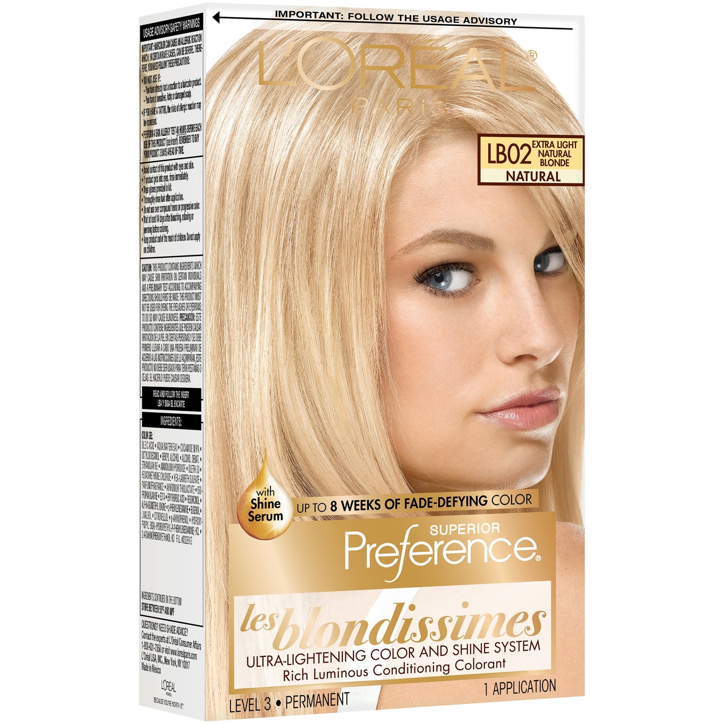 L'Oréal Paris Superior Preference Permanent Hair Color, LB02 Extra Light Natural Blonde