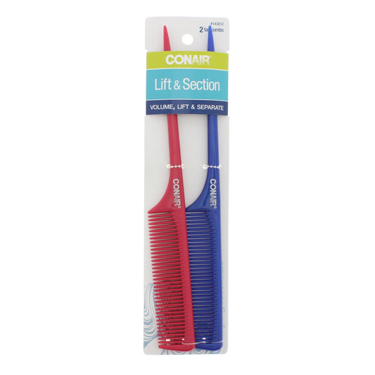 Conair Lift & Section Tail Style Combs, Assorted Colors