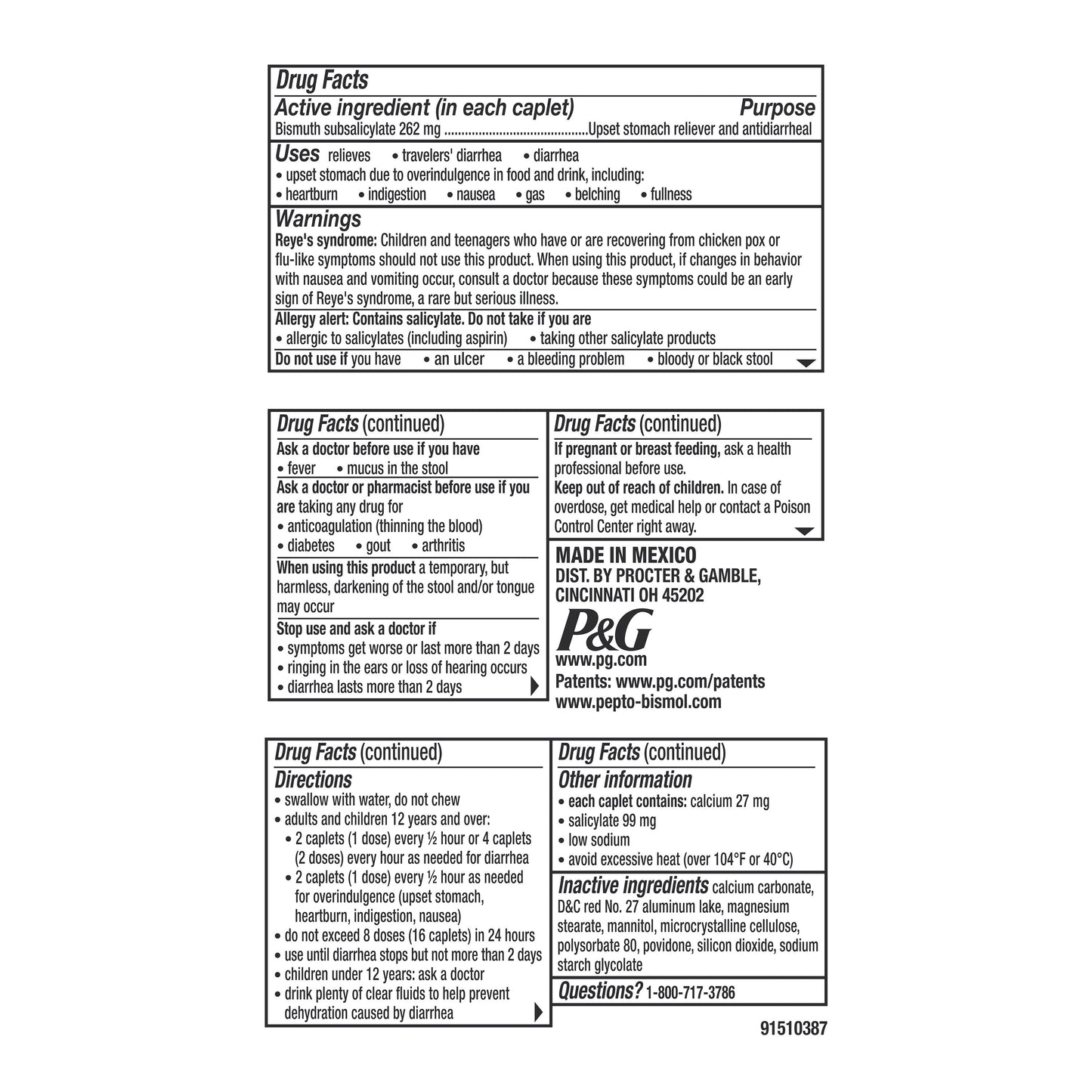 Pepto-Bismol Caplets for Nausea, Heartburn, Indigestion, Upset Stomach, & Diarrhea, 5 Symptom Fast Relief