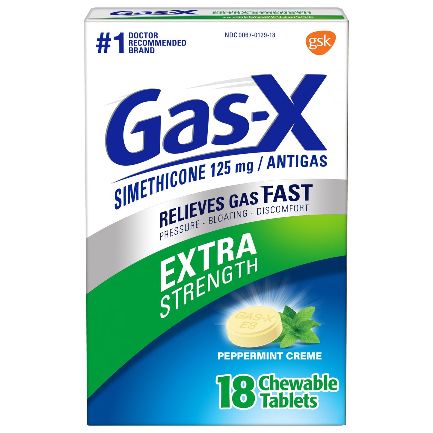 Gas-x Extra Strength Chewable Gas Relief Tablets with Simethicone 125 mg, Peppermint Crème