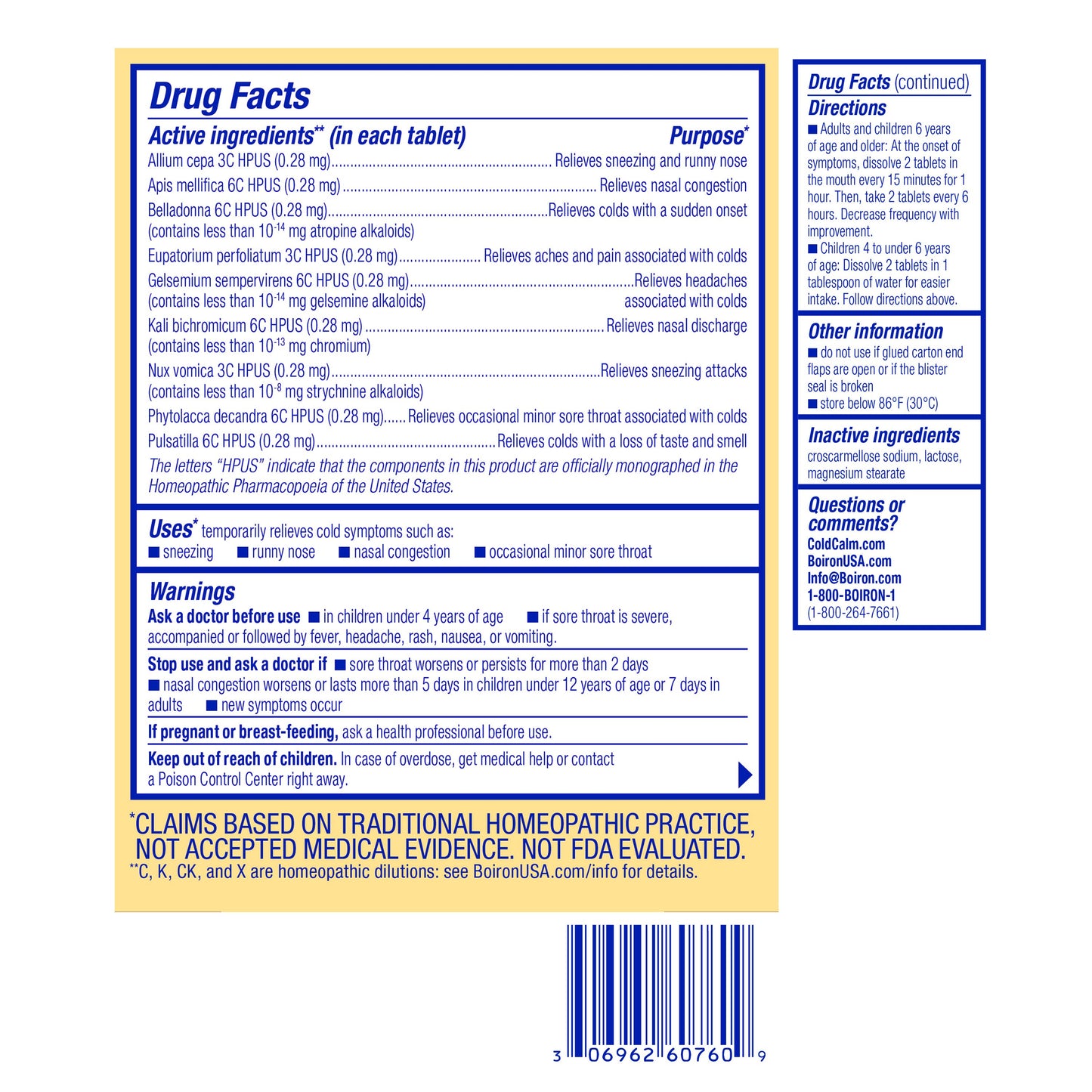Boiron ColdCalm Quick Dissolving Tablets