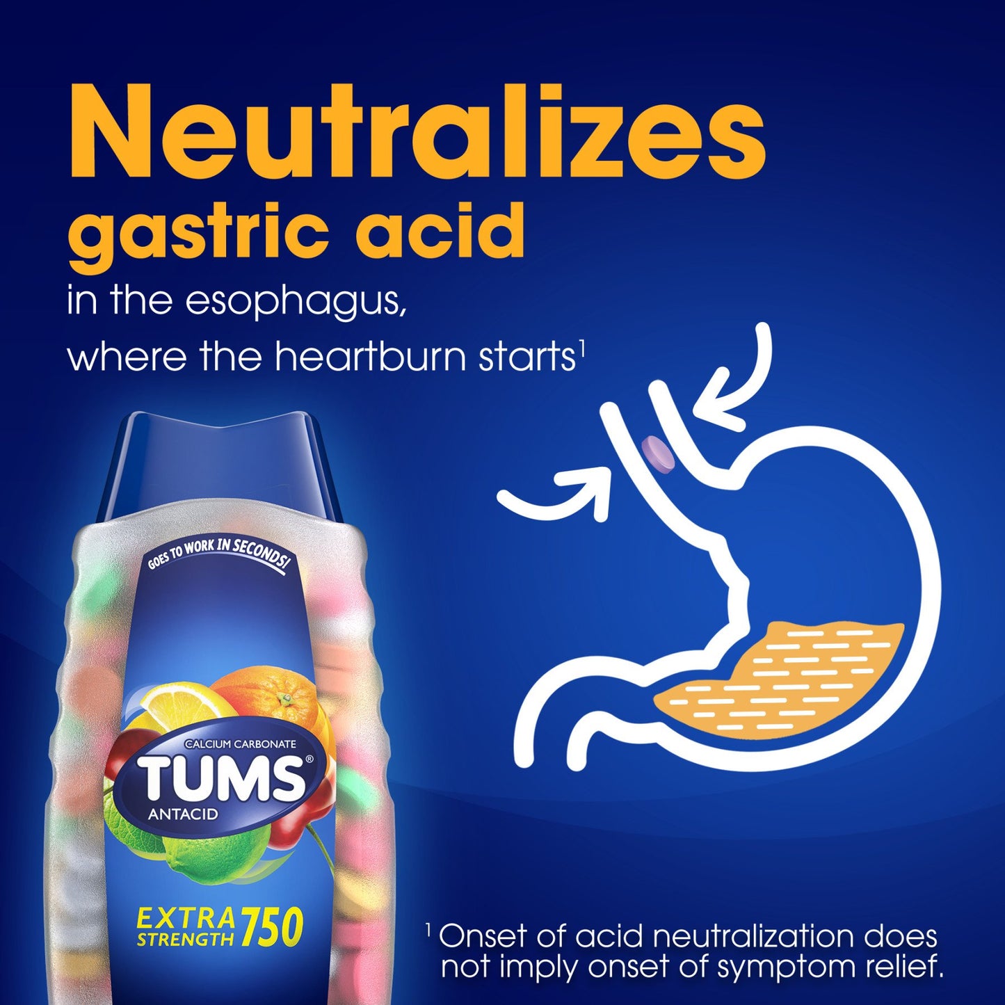 Tums Chewable Antacid Tablets for Extra Strength Heartburn Relief, Assorted Fruit Flavors