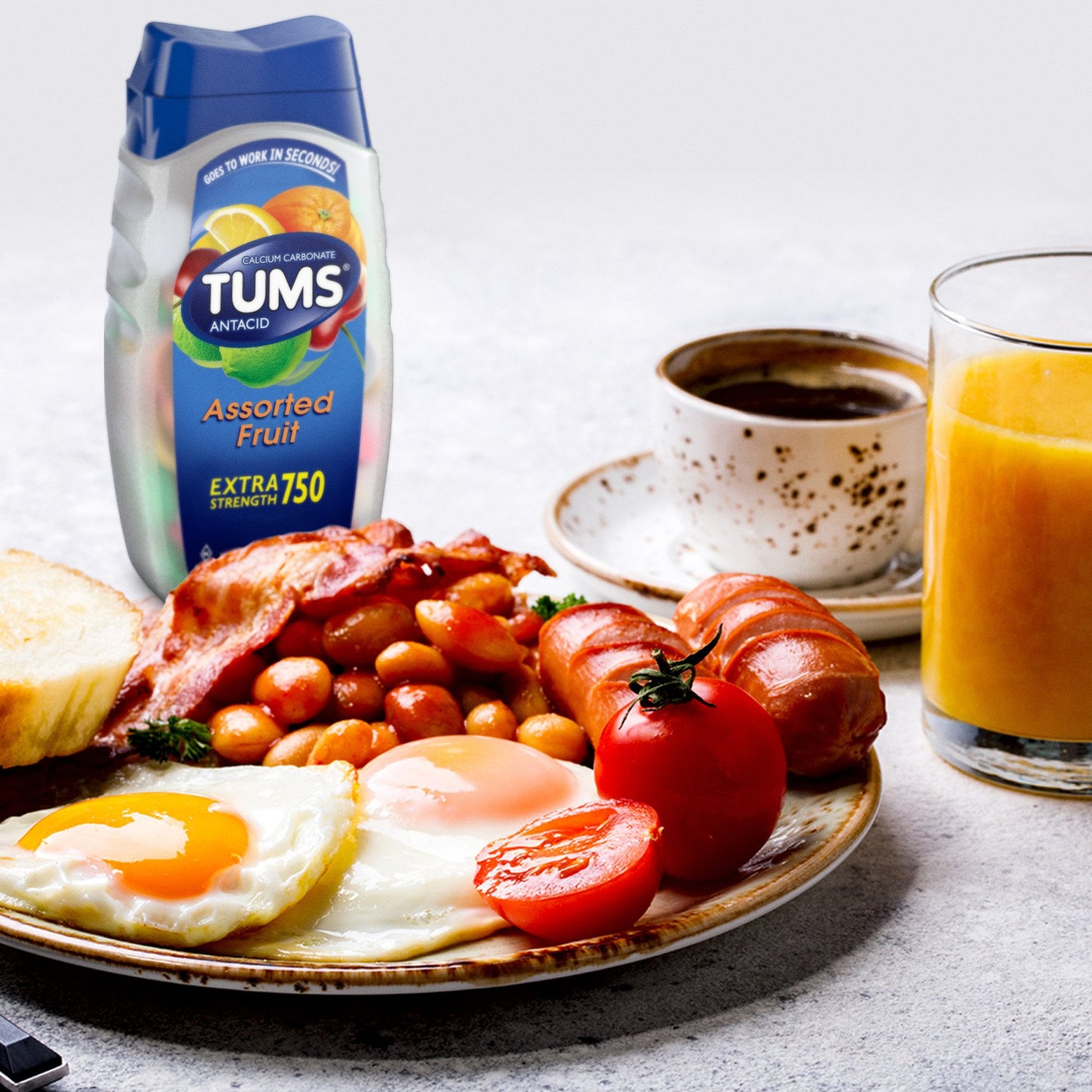 Tums Chewable Antacid Tablets for Extra Strength Heartburn Relief, Assorted Fruit Flavors