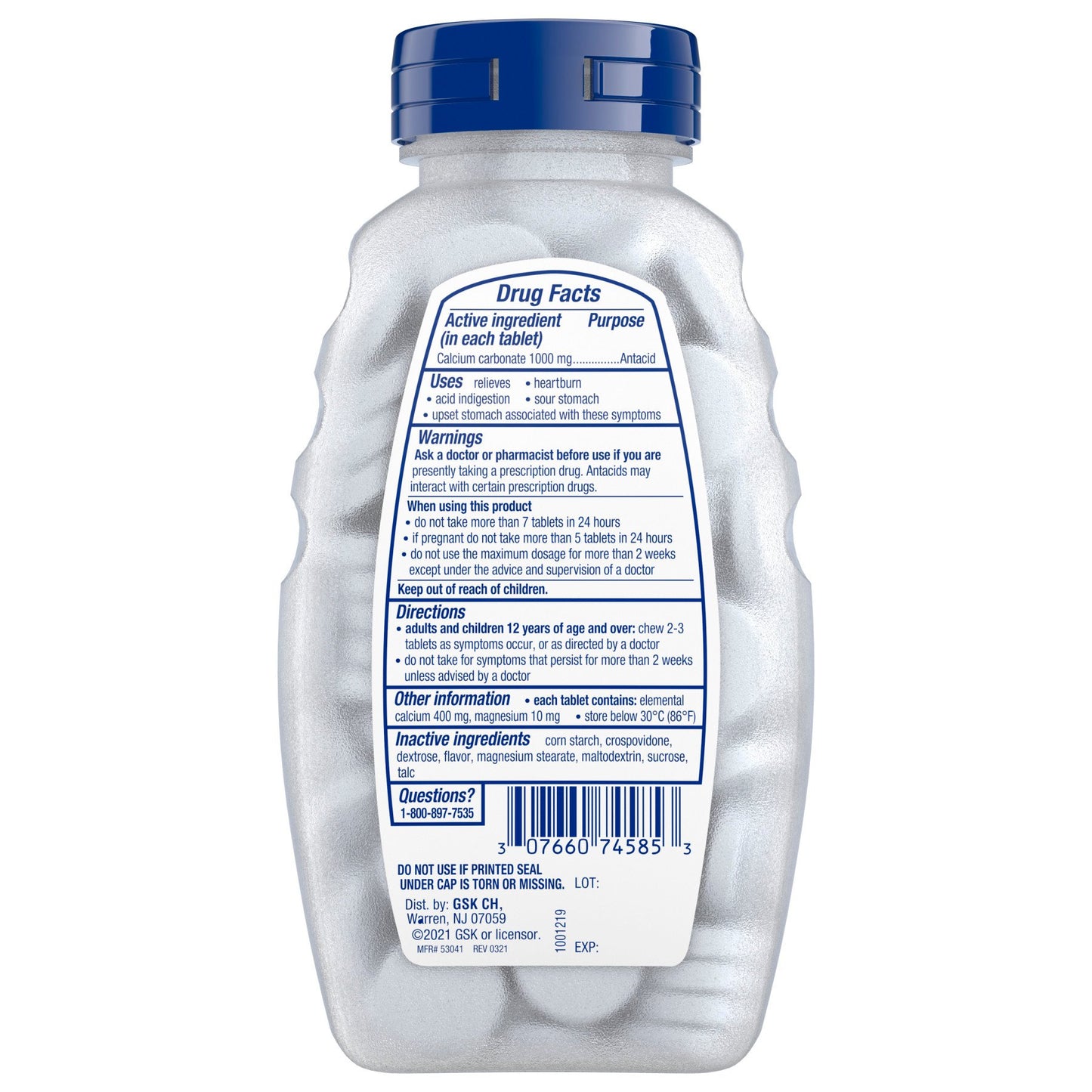 Tums Chewable Antacid Tablets for Ultra Strength Heartburn Relief, Peppermint