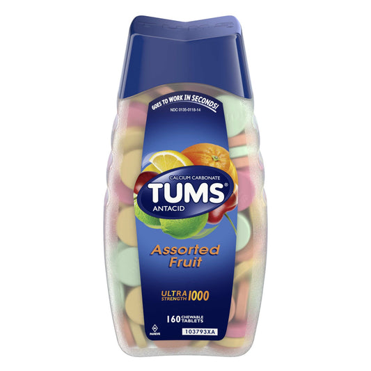 Tums Ultra Strength Chewable Antacid Tablets for Heartburn Relief, Assorted Fruit