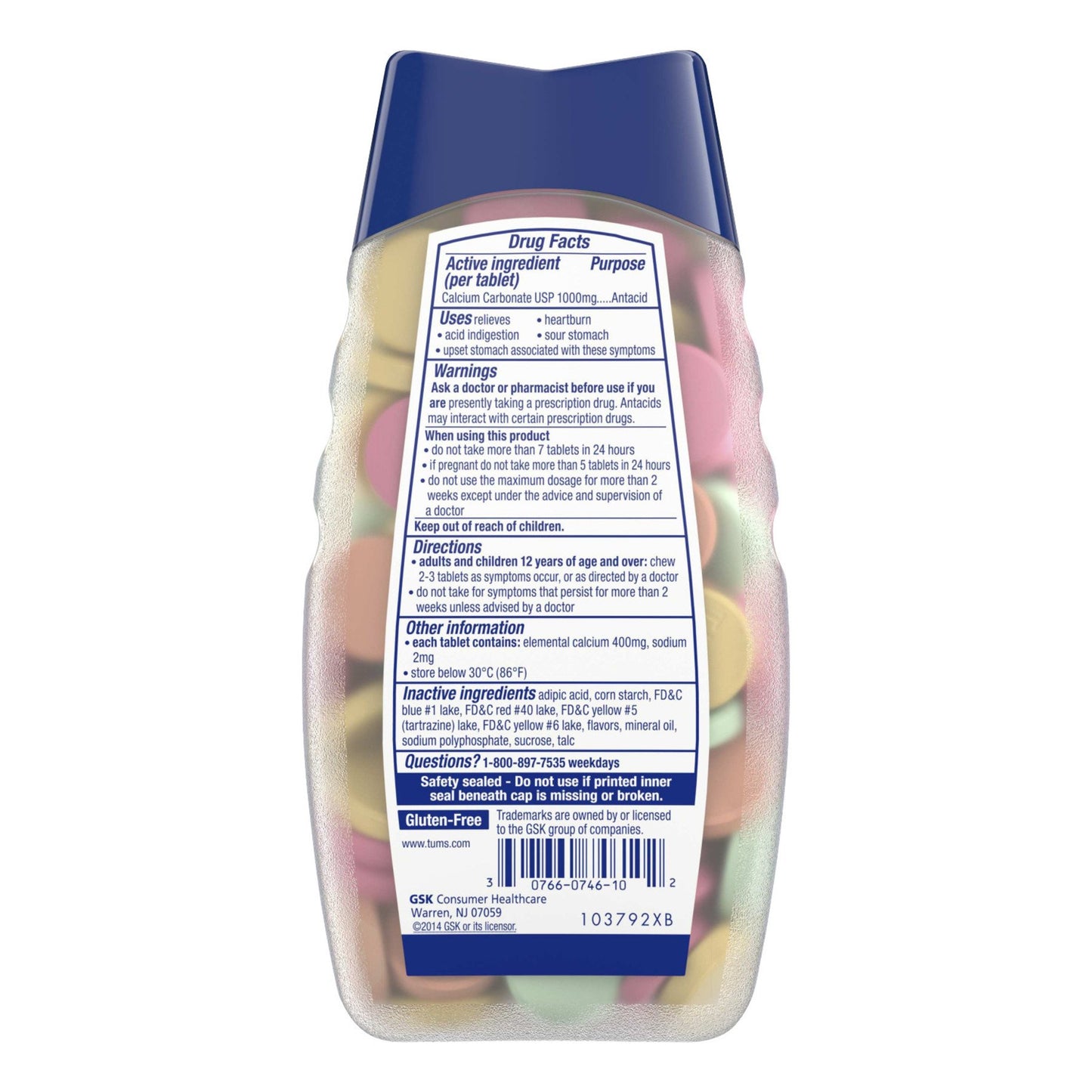 Tums Ultra Strength Chewable Antacid Tablets for Heartburn Relief, Assorted Fruit