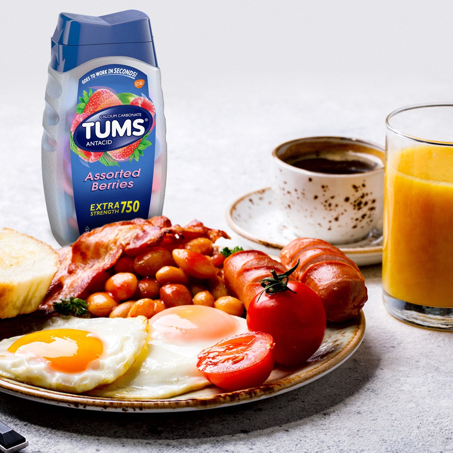 Tums Chewable Antacid Tablets for Extra Strength Heartburn Relief, Assorted Berries Flavors