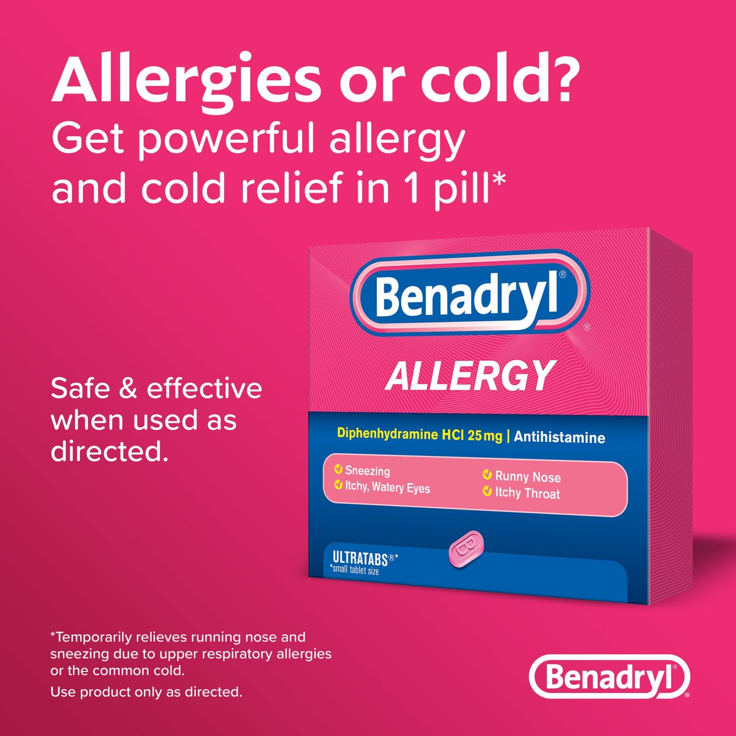 Benadryl Antihistamine Allergy Relief Ultratabs Tablets