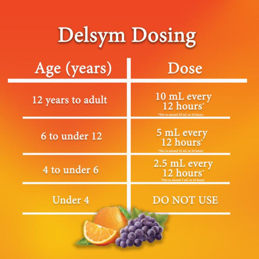 Delsym Adult Cough Suppressant Liquid, Orange Flavor