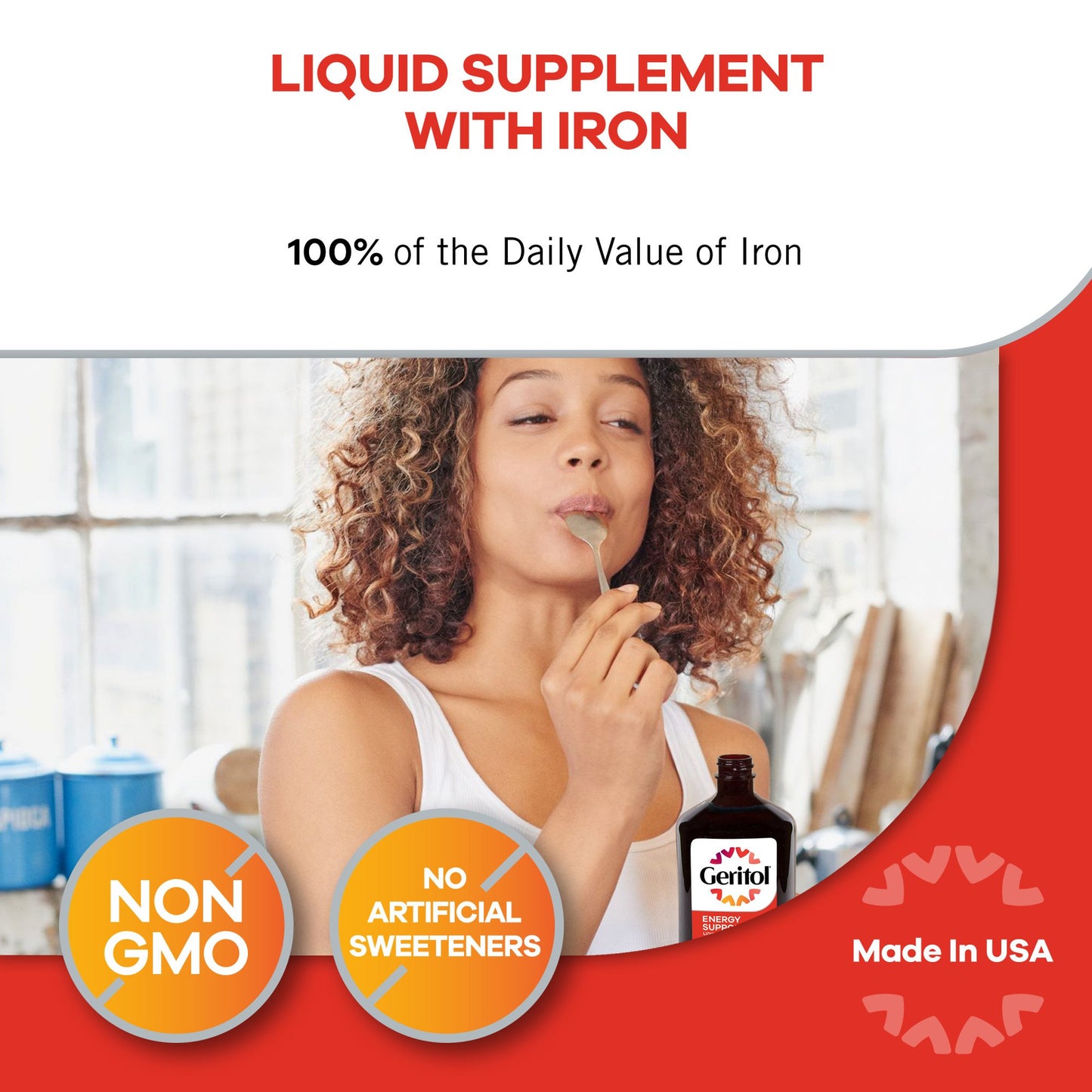 Geritol B-Vitamin & Iron Liquid Supplement