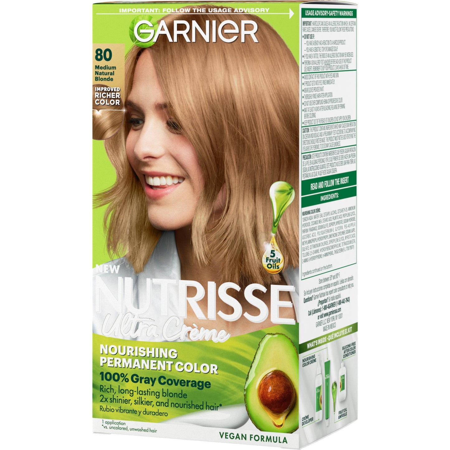 Garnier Nutrisse Nourishing Hair Color Creme - 80 Medium Natural Blonde (Butternut)