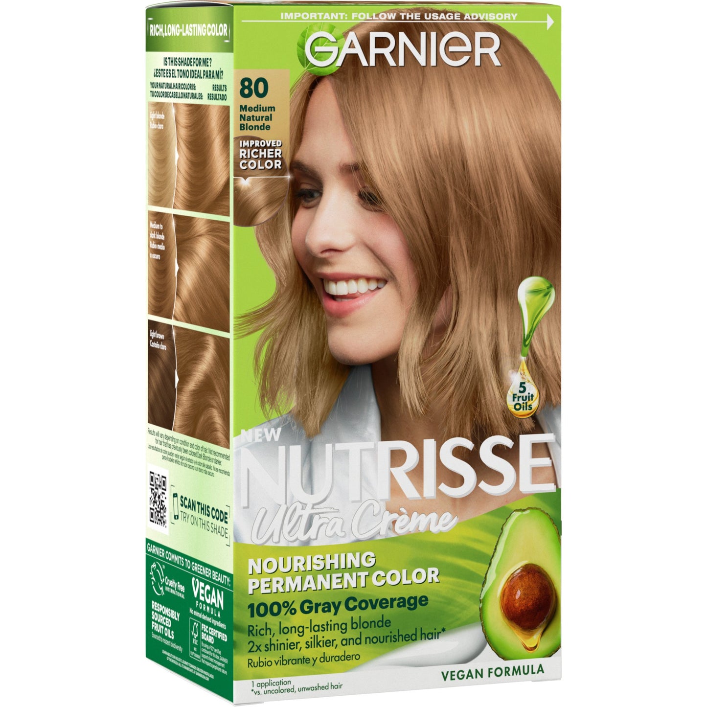 Garnier Nutrisse Nourishing Hair Color Creme - 80 Medium Natural Blonde (Butternut)