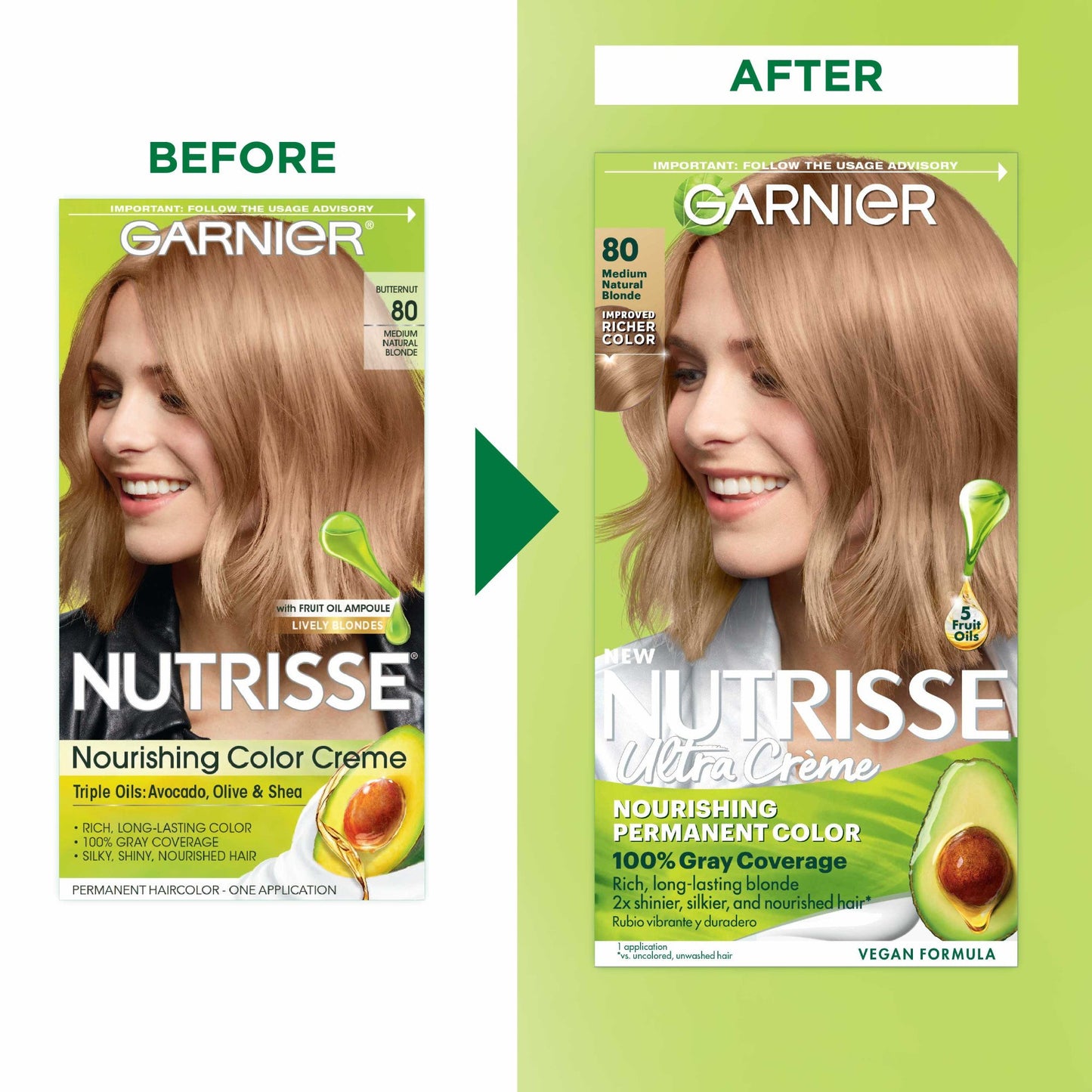 Garnier Nutrisse Nourishing Hair Color Creme - 80 Medium Natural Blonde (Butternut)